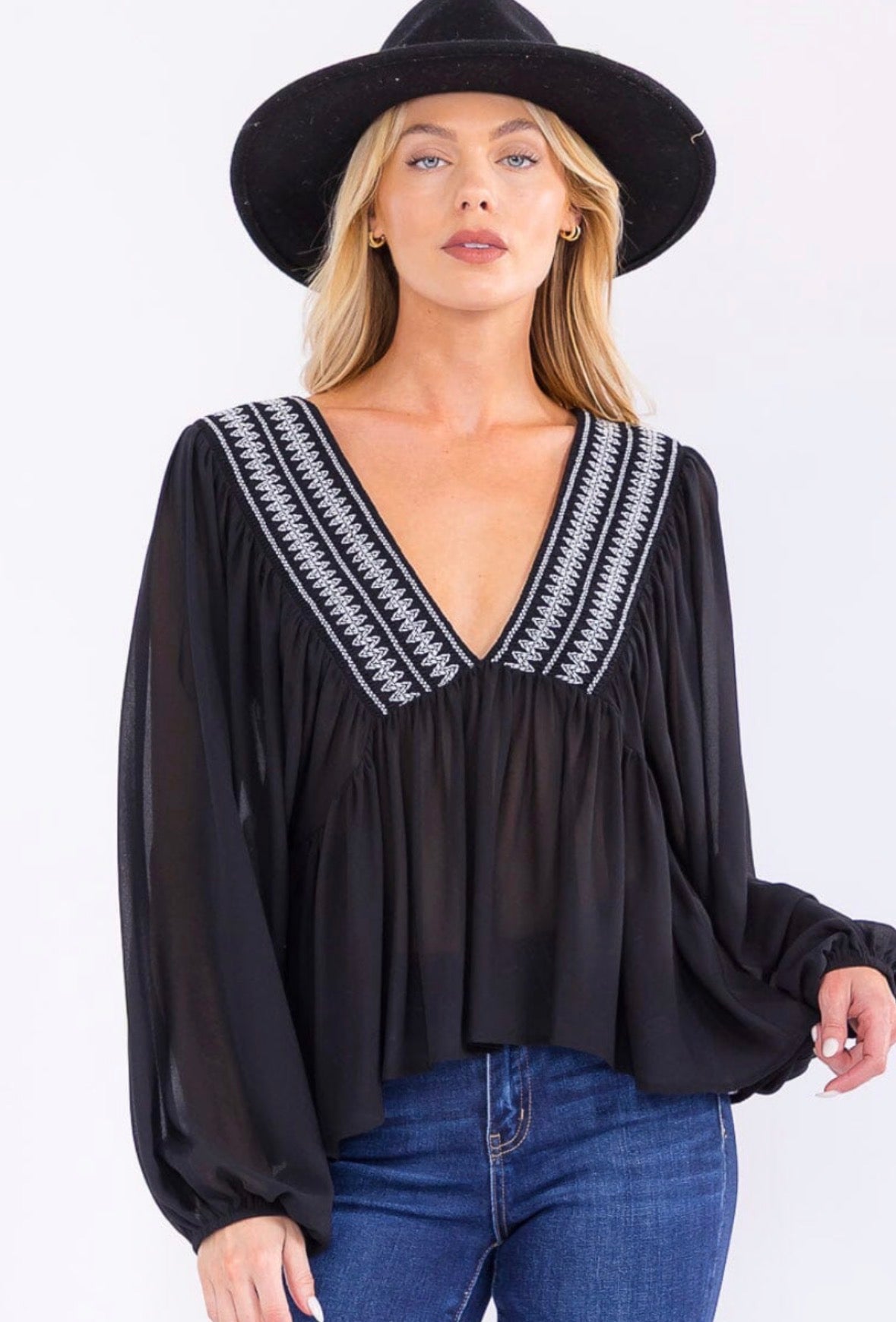 Black Peasant Top