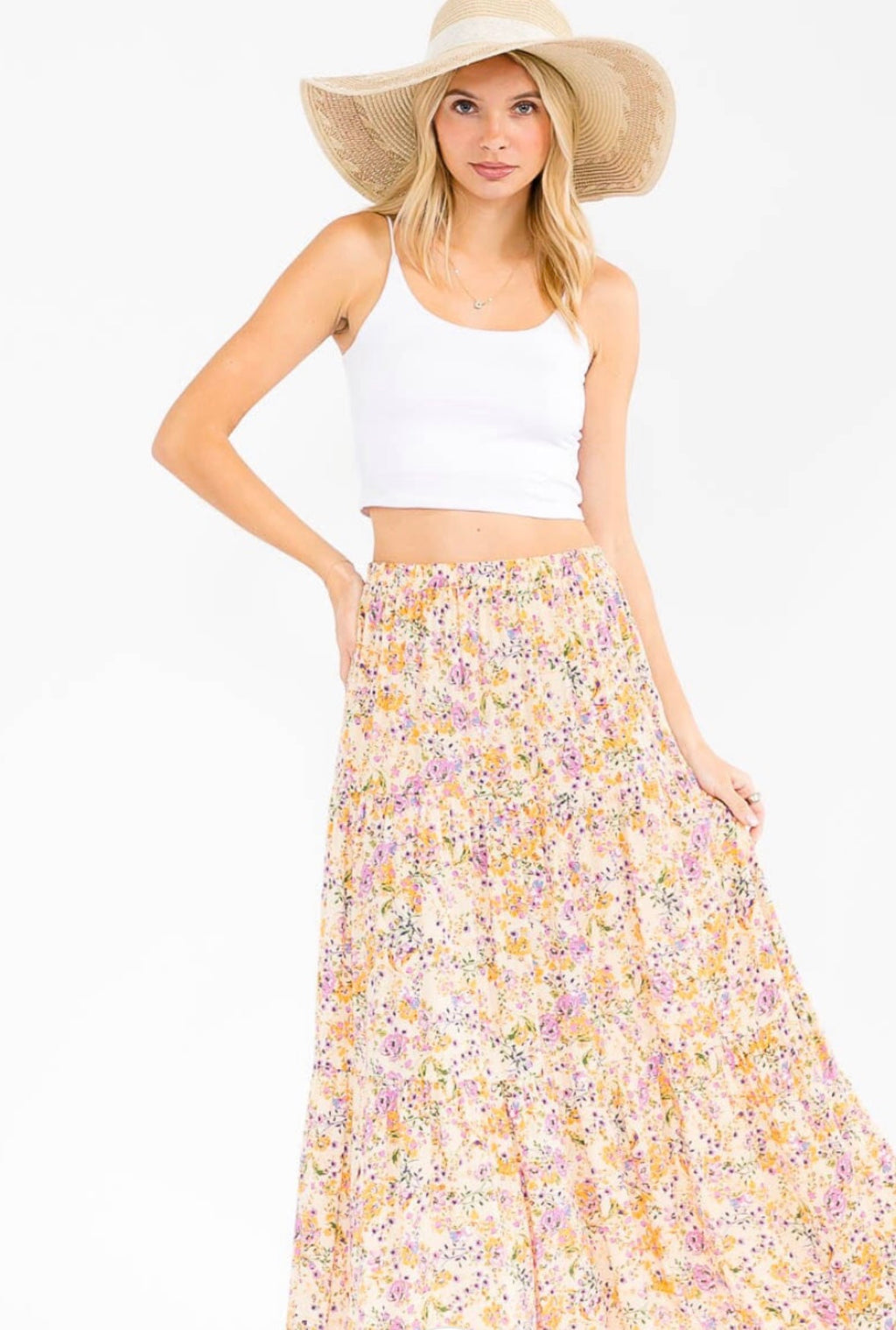 Yellow Boho Floral Skirt