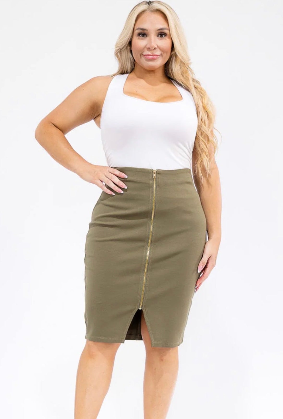 Zipper Pencil Skirt
