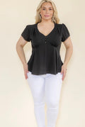Black Caped Sleeve Top