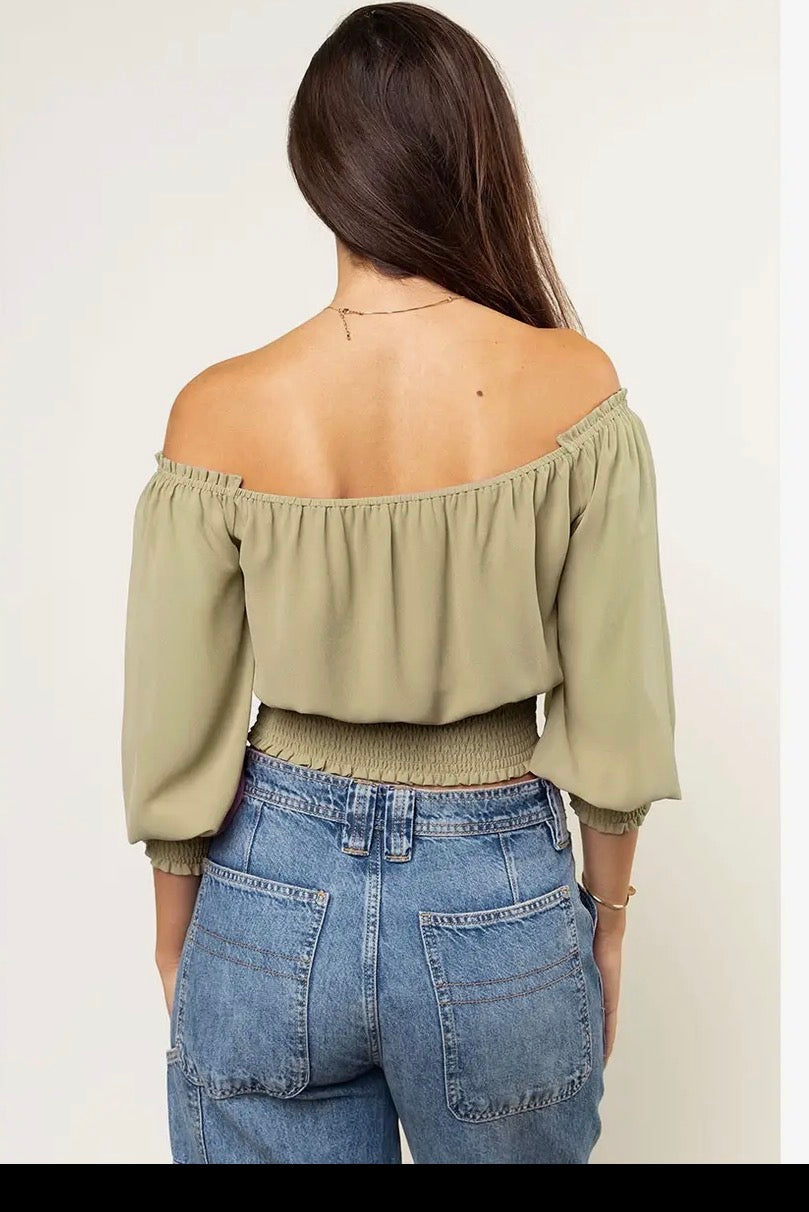 Green Peasant Top