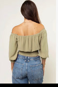 Green Peasant Top