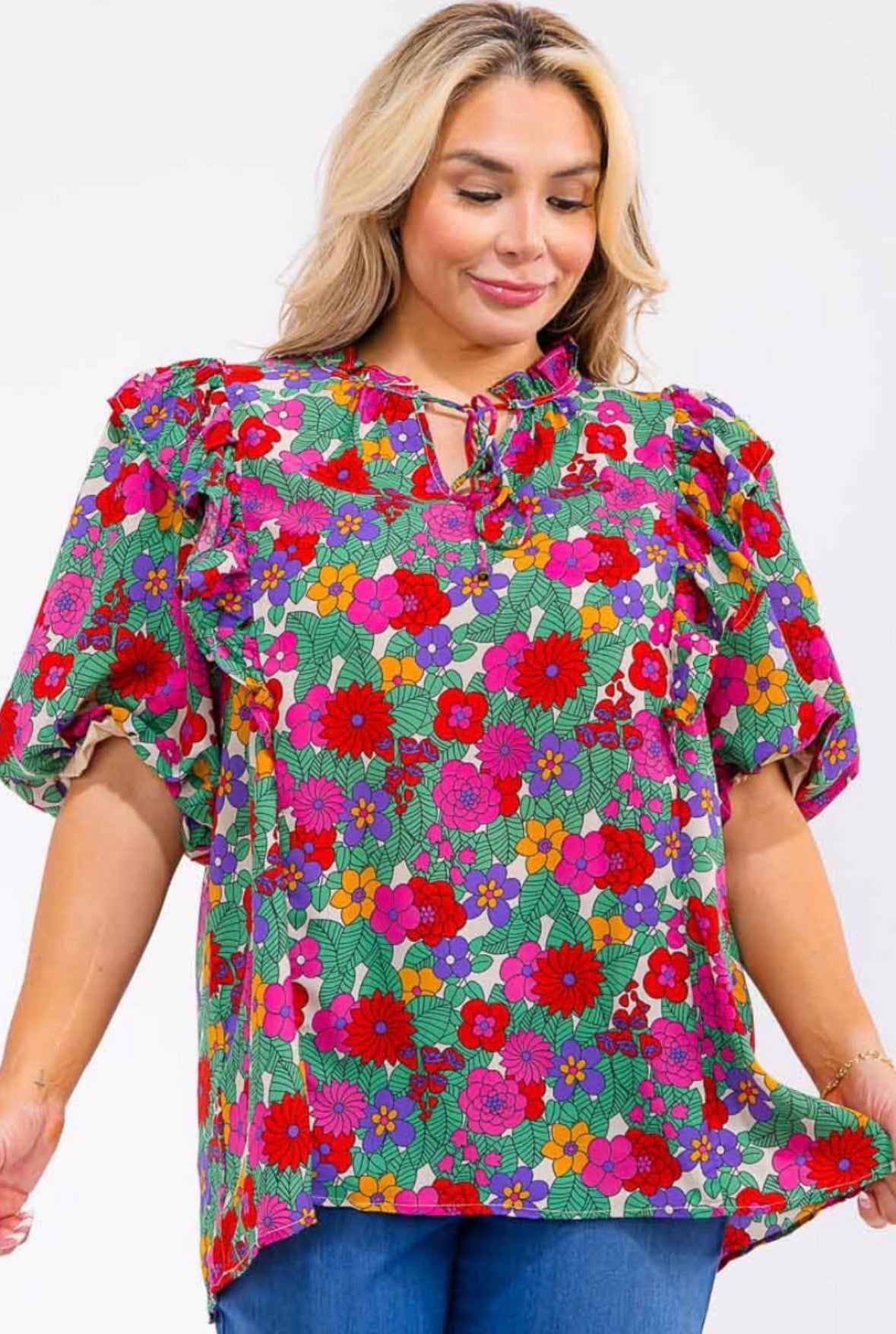 Floral Peasant Top