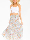 Blue Boho Floral Skirt