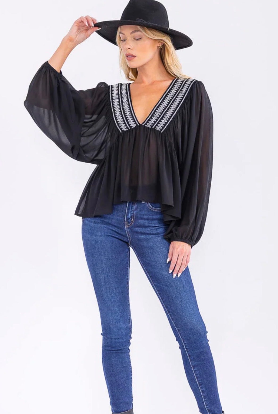 Black Peasant Top